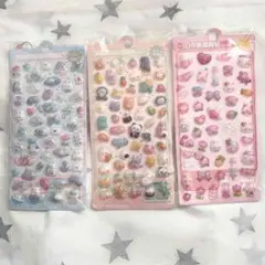 カラフルキャラクターシール3パックセット