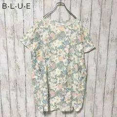 美品 B.L.U.E. ヴィンテージ風　フラワープリント 半袖チュニック