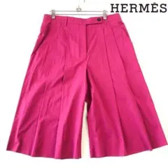 エルメス HERMES ショート ワイド ガウチョパンツ L ボトムス 馬車ロゴ