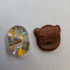 カラフル模様とクマ顔ピンバッチセット
