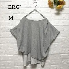 【イーアールジー】e.r.g* 半袖Tシャツ アンサンブル風 グレー M