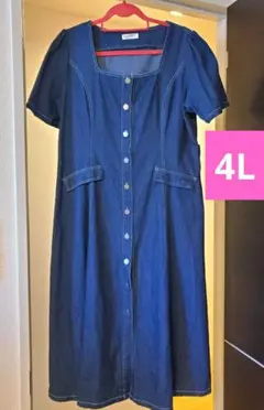 【美品】4L デニム ワンピース 半袖 大きいサイズ レディース リリエンコ
