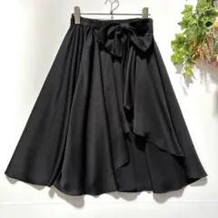 【WILLSERECTION】ラップスカート　ウエストゴム　フレア　黒　M