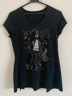 t.b センソユニコ 半袖デザインTシャツ ブラック 38 ar01457