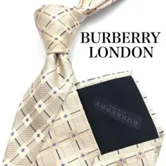 【美品】BURBERRY LONDON 格子 ドット アイボリー クリーム 光沢