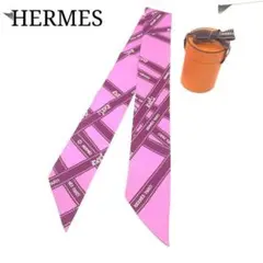 ☆美品☆HERMES ツイリー ボルデュック リボン スカーフ(ピンク)