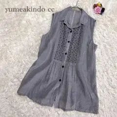 yumeakindo cc チュニック 刺繍デザイン綿シルク　ナチュラルゆったり