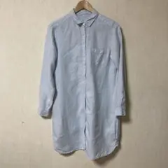 無印良品 MUJI 長袖ロングシャツ　麻 100% 水色　Ｌサイズ