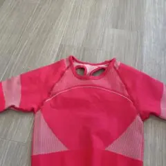 ピンク メッシュ フィットネスウェア 半袖 S size