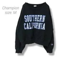 【チャンピオン】Champion 英字ロゴトレーナー ゆったり ブラック 長袖