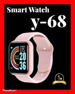 今だけ!Y-68 桃 スマートウォッチ フィットネス おしゃれ ピンク