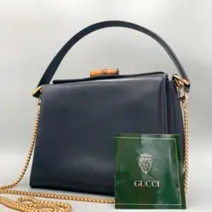 ✨未使用級✨GUCCI 2way バンブー ハンドバッグ カーフレザー 箱型 黒