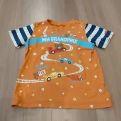 ミキハウス オレンジ Tシャツ カーレース　車　100