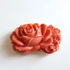 2way 帯留め ブローチ 【Gb12】 18K 珊瑚 コーラル 薔薇 花 ピン
