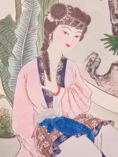 掛軸■美人画 中国女性 田中栄作 3幅対 昭君 西施院紗 渓谷 唐物 骨董品■ 掛軸□美人画 中国女性 田中栄作 3幅対 昭君 西施院紗 渓谷
