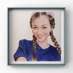 色鉛筆画 微笑む女性　一点物　原画　A4サイズ
