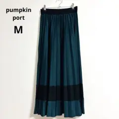 pumpkin port パンプキンポート　プリーツスカート　ロング丈　黒　緑