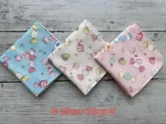ダブルガーゼ＊ハンカチ＊ハンドメイド　キャンディ　3枚セット