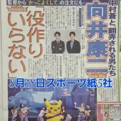 匿名配送！送料込み！ 8月18日 朝刊　 スポーツ紙全5社
