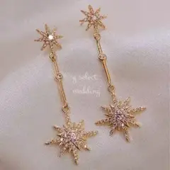 ヴィンテージ 2連 スター ビジュー ピアス イヤリング ♡新品送料無料♡