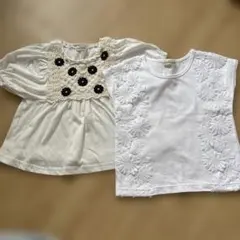 ranashes 花柄刺繍 半袖シャツ 110