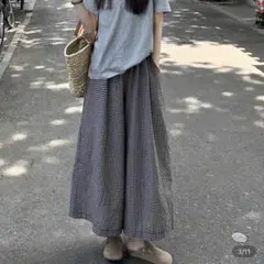 新品タグ付き　ガウチョパンツ 黒白チェック柄　千鳥柄　大きめサイズ　XL
