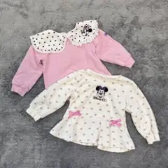【美品】 ディズニー ミニー トレーナー キッズ 子供服 100cm ピンク 白