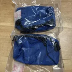 青いファブリック収納ポーチ　2個セット