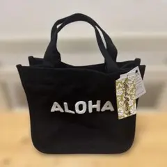 ALOHA ロゴ付き黒トートバッグ