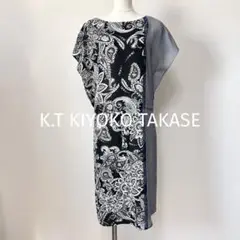 【ケーティーキヨコタカセ】ワンピース ひざ丈　上品 ブラック ペイズリー柄
