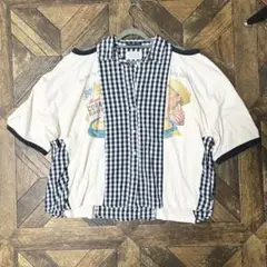リメイク古着　リンガーTシャツ×チェックシャツ