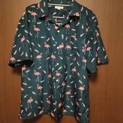 フラミンゴ柄シャツ ネイビー　アーバンリサーチ