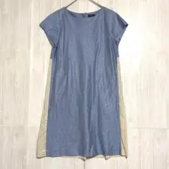 シップス　フレンチスリーブ 異素材ドッキングワンピース　チュニック