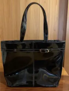 【未使用】エナメル　トートバッグ黒