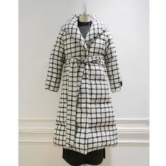 Loop Yarn Tweed Belted Down Coat