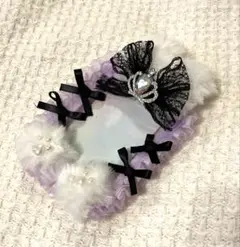 ハンドメイド　デコレーストレカケース　うさみみパープル✖️黒