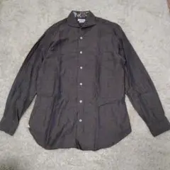 ジャンネット SLIM FIT コットンリネン グレー シャツ イタリア製 柄