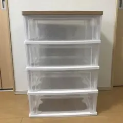 木目天板付き 衣装ケース 4段