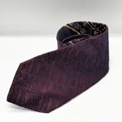 【良品】逸品　メンズ　ネクタイ　ボルドー　CCマーク　幾何学模様