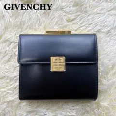 未使用級✨ジバンシー 折り財布 がま口 ゴールド金具 ロゴ ブラック レザー