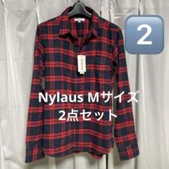 新品　2点セット　Nylaus チェック柄　ネルシャツ　メンズ　Mサイズ