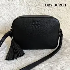 極美品✨トリーバーチ タッセル ショルダーバッグ レザー 黒 斜め掛け ロゴ