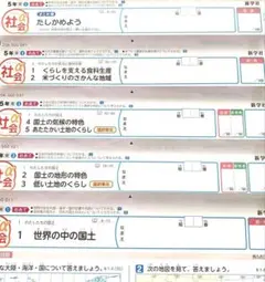 小学5年　社会　1学期　カラーテスト　東京書籍　新学社　α アルファ