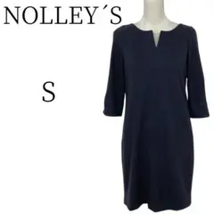 ★美品 NOLLEY´S ノーリーズ 紺 ひざ丈 カットソーワンピース S
