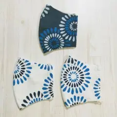 布マスク Lサイズ　3枚組　ハンドメイド　立体マスク　大人マスク 花火柄　L07