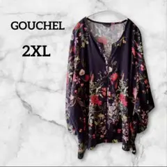❤１点限り❤ GOUCHEL 花柄シャツ 2XL 黒 トップス ゆったりサイズ