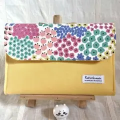 じゃばらポーチ お薬手帳 通帳 カード 現金 スマホ 北欧❁⃘*.ベビーイエローM
