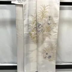 C475正絹　袷　付け下げ　花刺繍　絞り　金彩　未使用しつけ付　着物