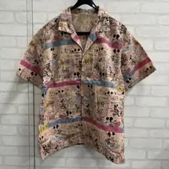値下げ ミッキー マウス ディズニー サーフ オープンカラー アロハ シャツ F
