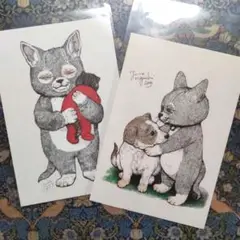 ポストカード ヒグチユウコ ニャンコ にゃんこ 右は 非売品 ニャンコとお犬